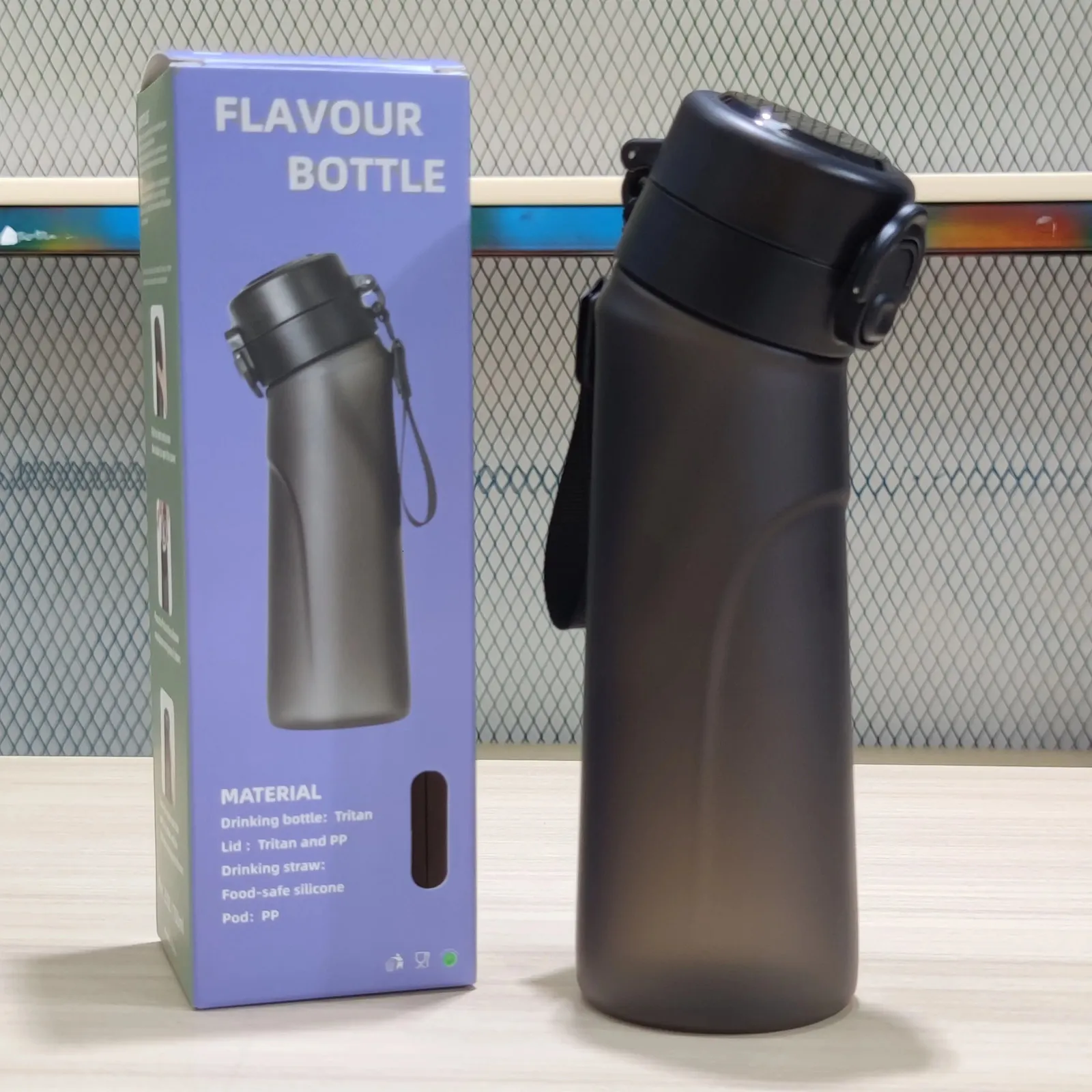 Air Flavored Water Bottle Scent Up Capsule Sports For Outdoor Fitness 650ml750ml Cup With Straw Flavor Pods 240409