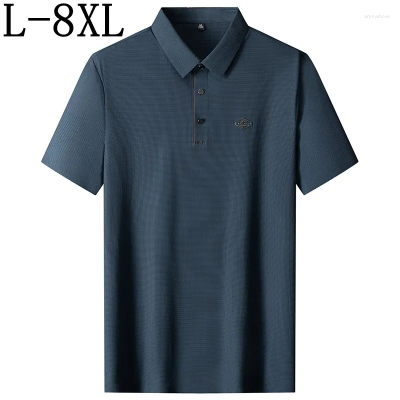 Men's Polos 8XL 7XL 6XL 2024 Summer Business Shirts For Men High End Luxury Mens Polo Shirt Casual Loose Homme Fashion Male T-Shirt
