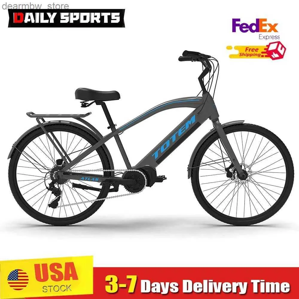 Bicicletas Tot Atlas 350W Bike Ectric Beach Cruiser 48V 14ah rovab bateria ectric Bicyc LCD Display de 7 velocidades de 7 velocidades de bicicleta elétrica L48