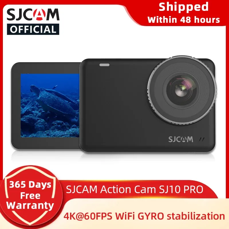 Câmera de ação de câmeras sjcam SJ10 PRO 4K 60FPS GYRO ESTABILIZAÇÃO WiFi 8x Zoom Bicycle Helmet Cam à prova d'água Cames Sports Ação de Ação