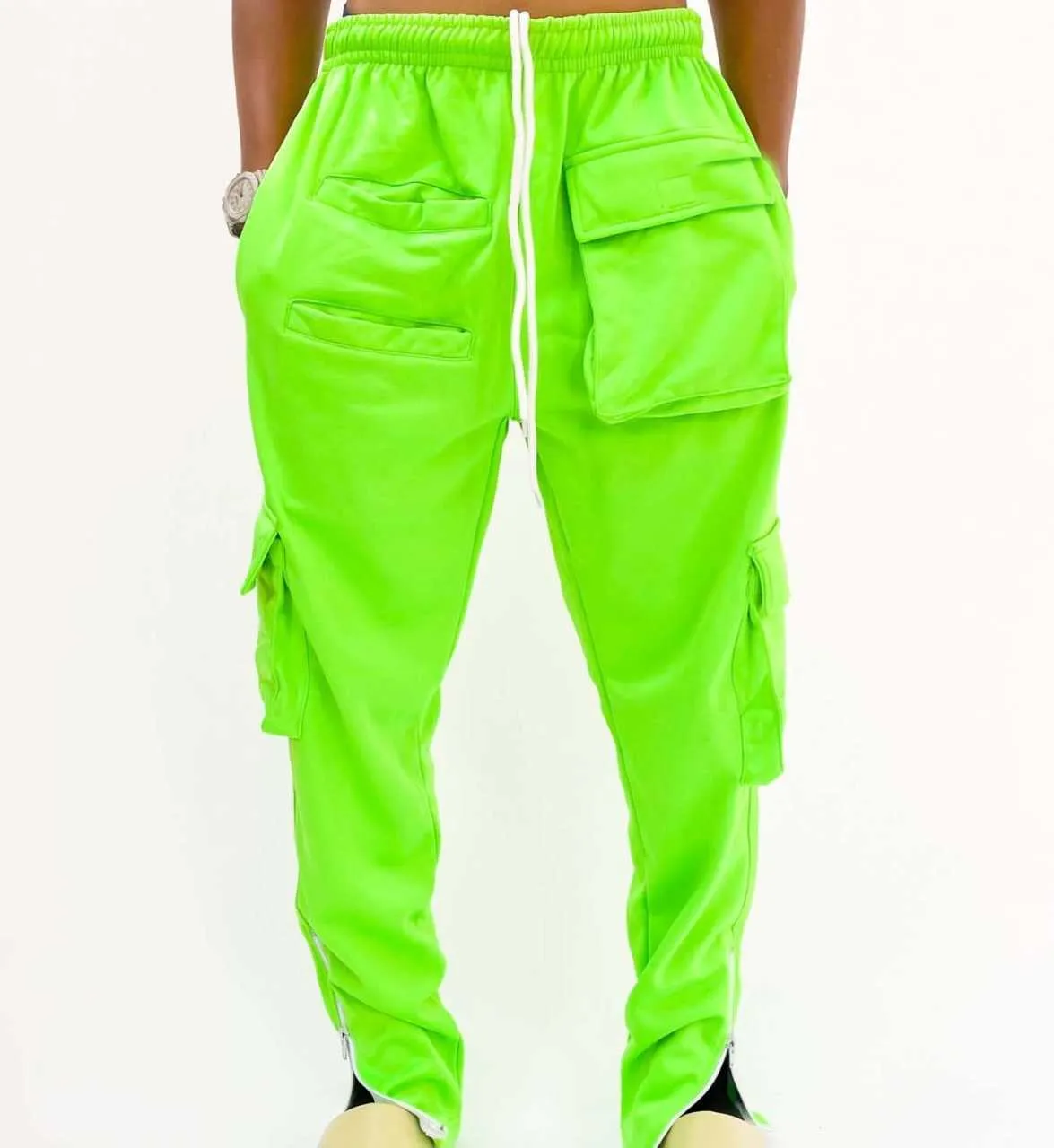Pantaloni da carico verde lime 6 tasche per uomini che cacciano pantaloni per esterni da uomo quotidianamente