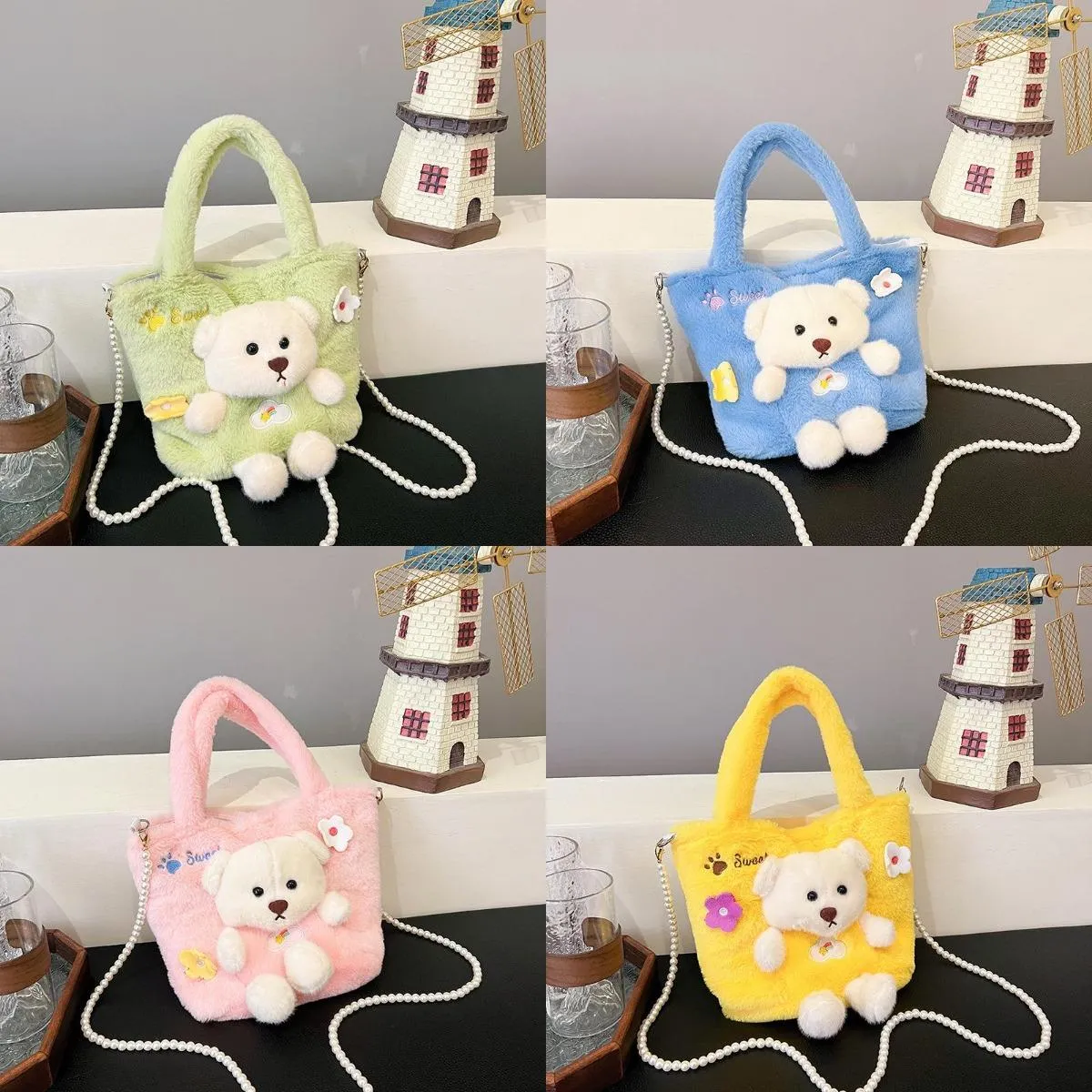 2024 super cute plush toy teddy bear backpack doll crossbody backpack children's handbag birthday gift