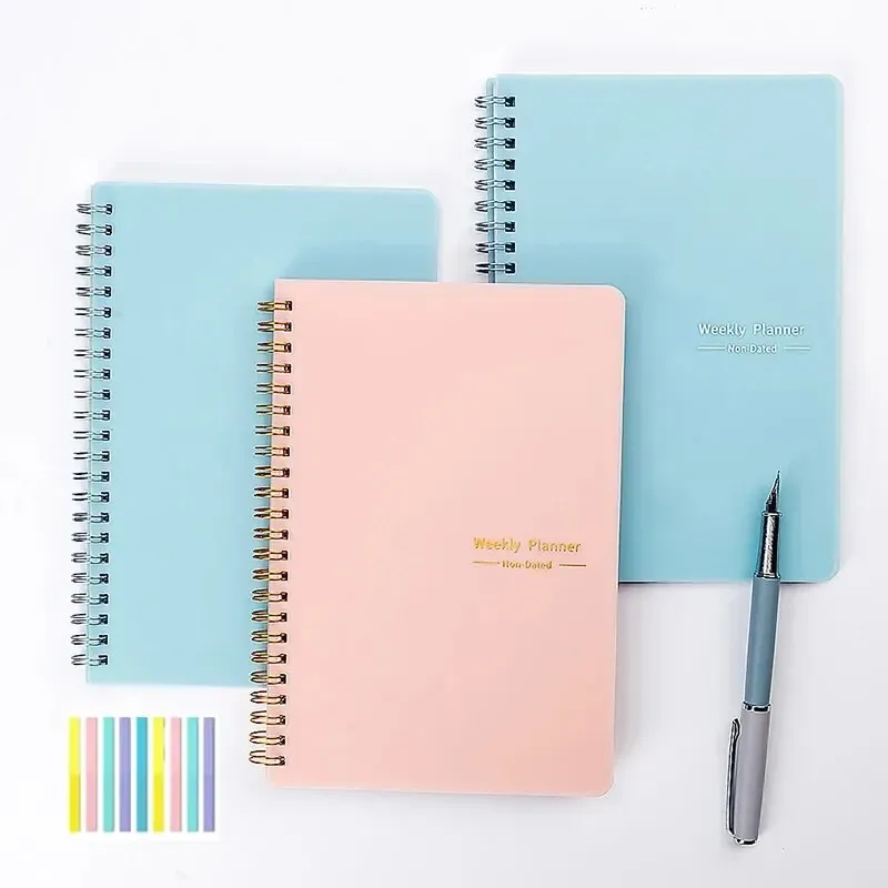 Planificateur hebdomadaire non daté A5 Objectifs hebdomadaires Spiral Binding Notebook Planner Agenda Enregistrer les plans quotidiens pour atteindre les objectifs futurs