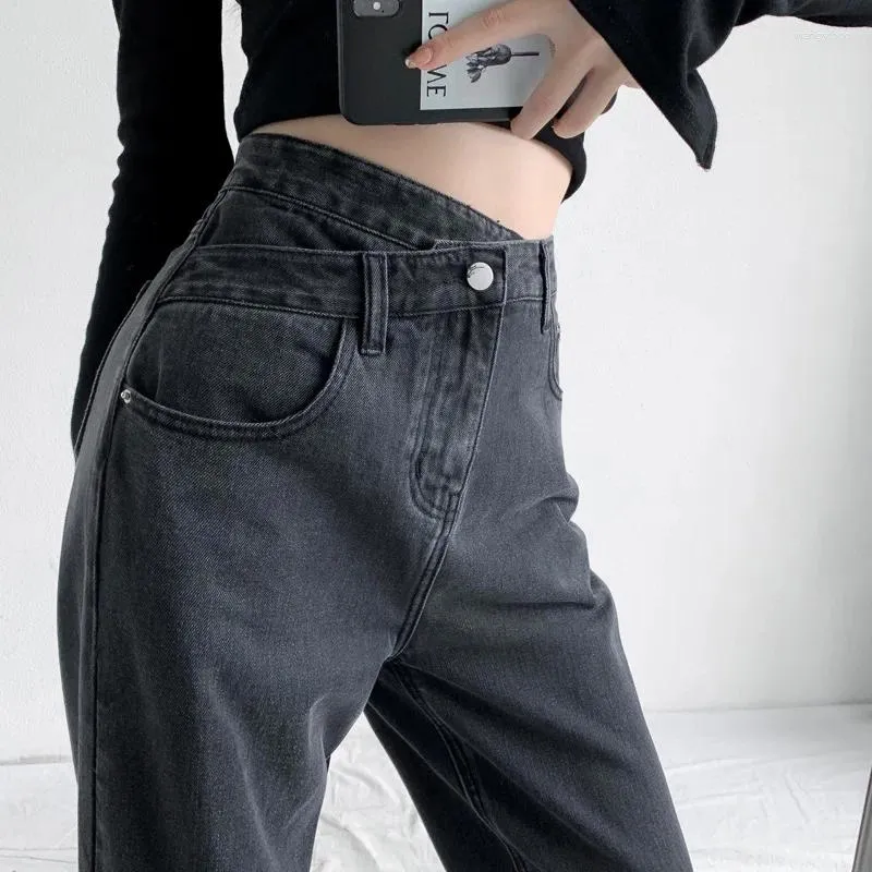 Женские джинсы черные серо -серой ноги для женщин лето 2024 г.