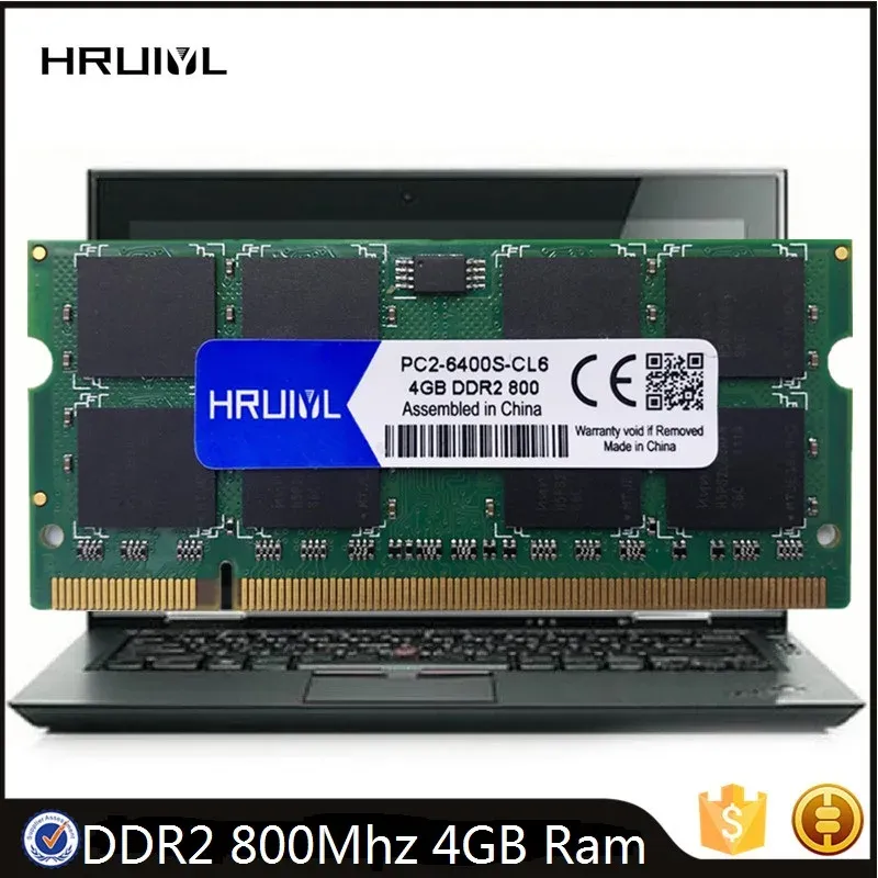 RAMS HRUIYL PC2 6400S 200PIN MÉMOIRE D'ordinateur portable DDR2 800MHz 4 Go 1.8 V Note de carnet sodimm High Performance Notebook 2RX8 RAM DUALCHANNEL Utilisé