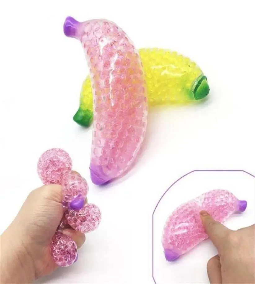 Finger Toys Decompression Extrudering Fidget Toy TPR Fruit Banana Beads Soft Bubbling Ball Pinching Music Vent Environmental Toys2490135