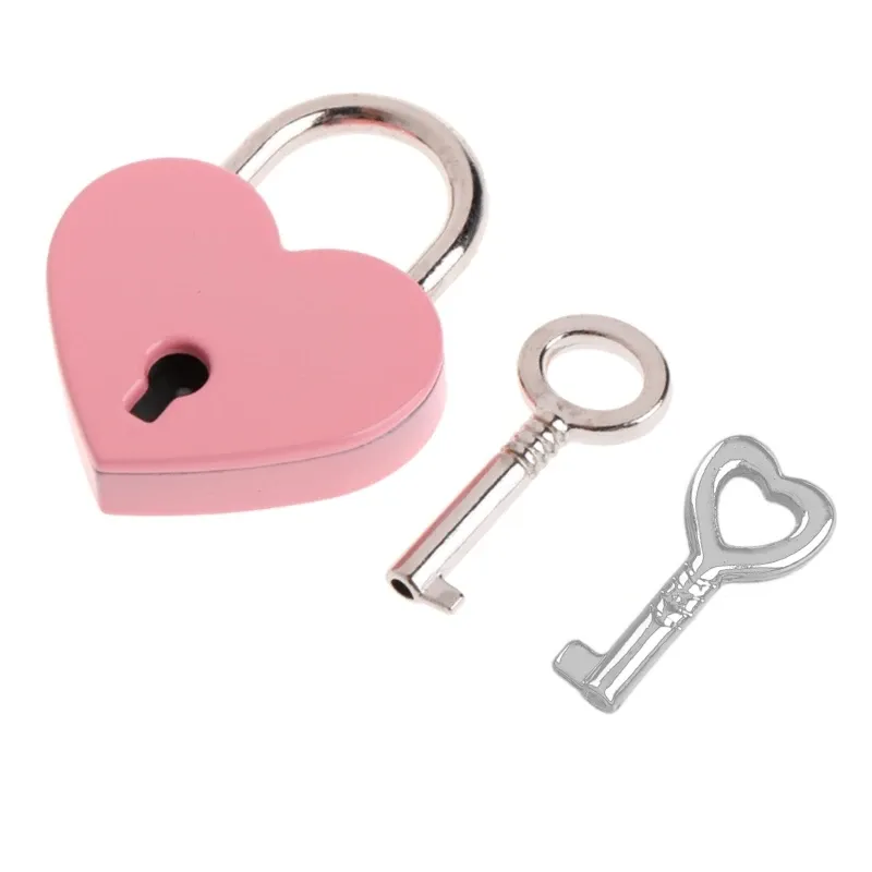 Ootdty Heart Shape Vintage Old Style Mini Archaize Padlocks Key Lock avec Key