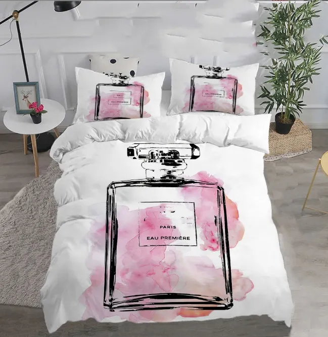 Duvet Cover Cross-Border Cartoon Perfume Three-Piece Pink Factory Supply