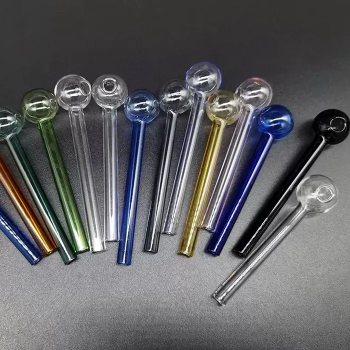 10cm 12cm Pyrex Glass Oil Burner Pipe Tobcco Dry Herb Colorful Water Hand Pipes Smoking Accessories Glass Tube