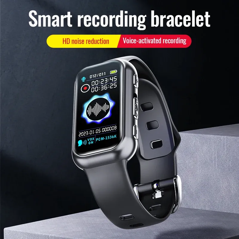 Jogadores Smart Recording Bracelet Mini Mp3 player Reduct Reduction Portable Voice Recorder de alta qualidade Ditafone profissional criptografado