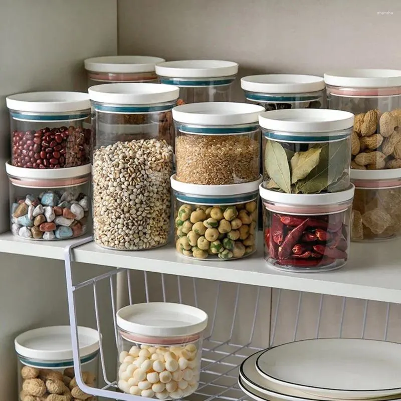 Bouteilles de rangement pour la cartouche de sucre de noix de café à la farine avec anneau scellé biscuit transparent bocaux de cuisine alimentaire