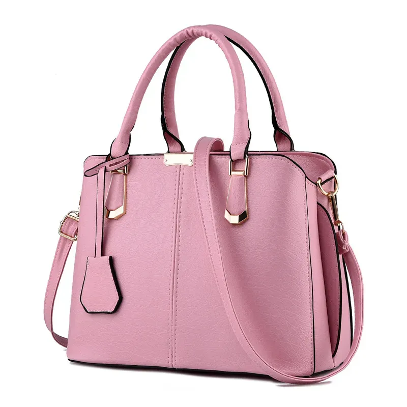 Bolsos de cuero PU Bolsas de mano de alta calidad para mujeres para mujeres para mujeres color rosa