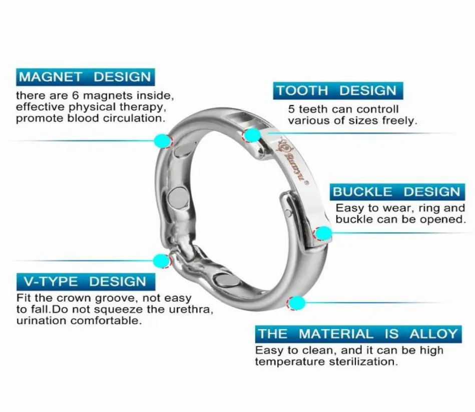 4 Size Adjustable Size Penis Rings For Male Magnetic Physiotherapy Metal V Type Circumcision Erection Cock Ring Sex Toys for Men9120640