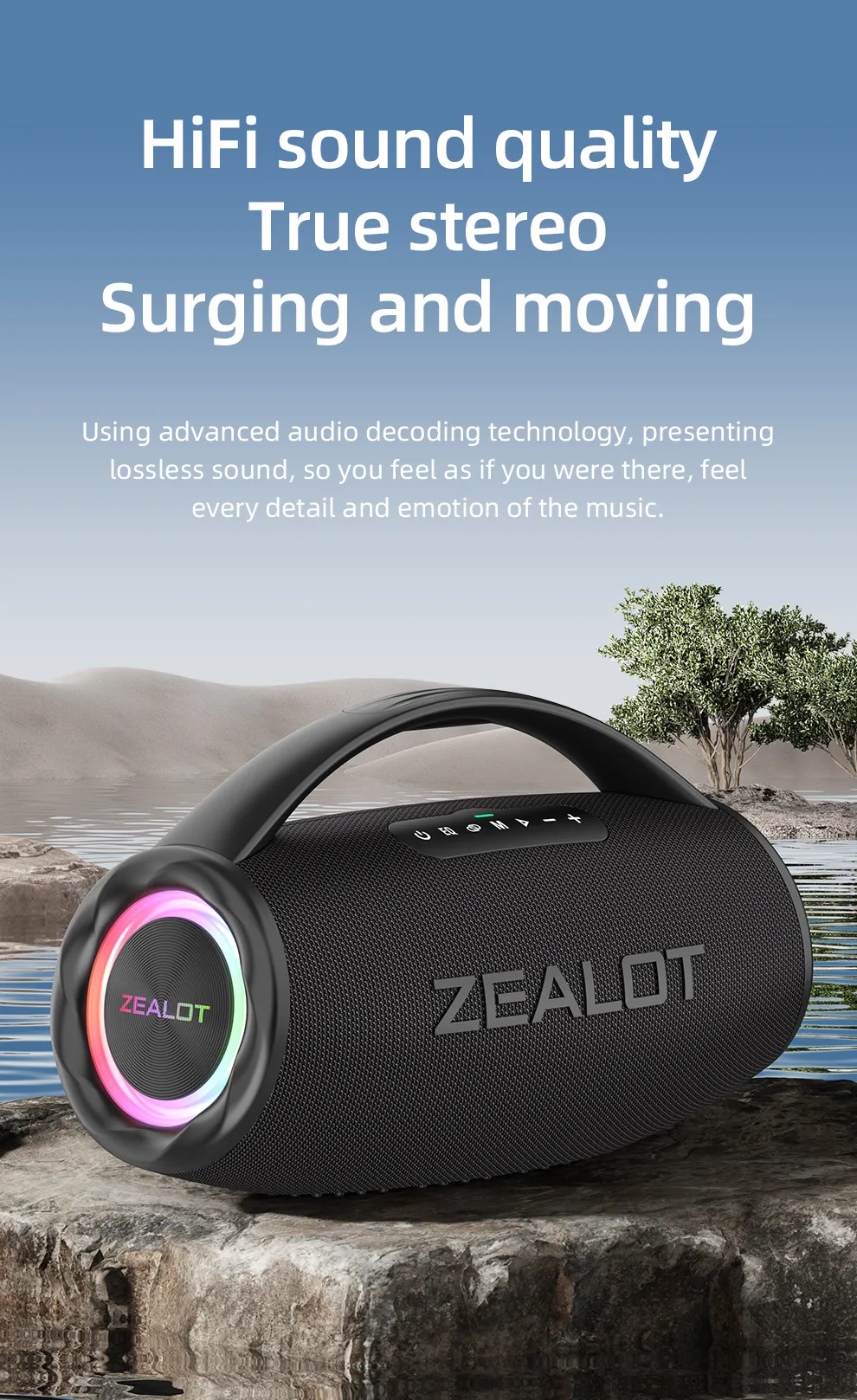 ZEALOT ワイヤレススピーカー ZEALOT-S97 ブラック 99% Zealot S97 Bluetooth Speaker 80W High Power Super Bass