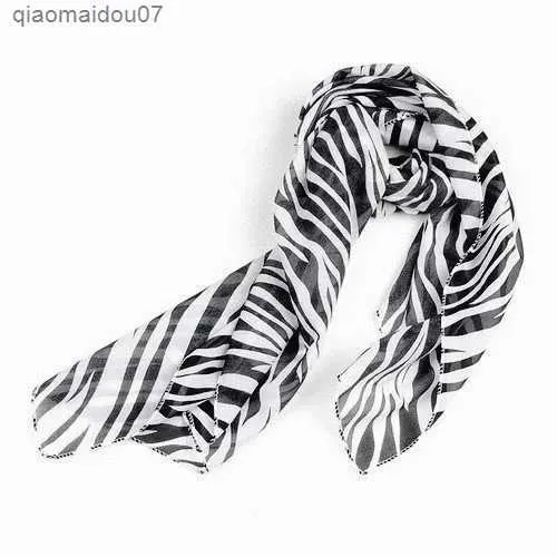 Szals sodial (r) czarno -biały szyfon zebra stripe damskie szal szalik torba Paszmina diftl2404