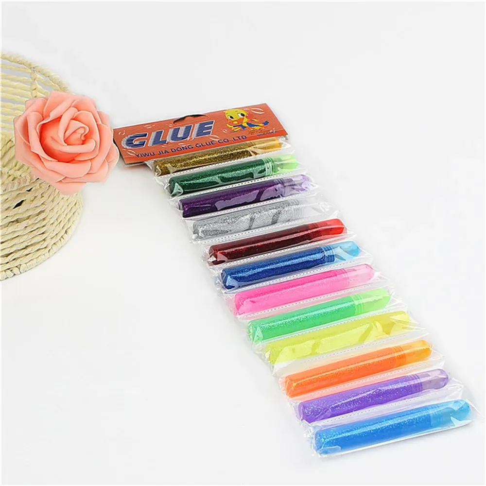 12 colori Shiny glitter in polvere Adesivo per bambini dipinto disegno pigmento incollabile cune -gel gel gel regalo regalo