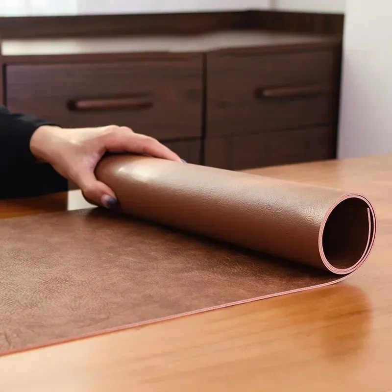 Mesa de cuero sólido de lujo tapón de té de cuero de cuero de cuero escritorio de oficina de oficina de ratón grande decoración de mesa de mesa en casa