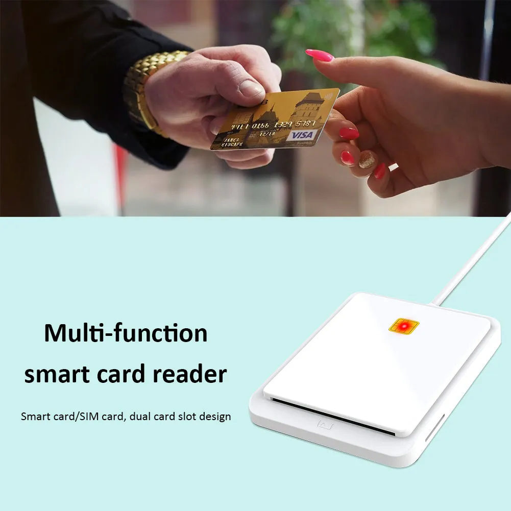 USB 2.0 Smart Card Reader Memory Card Adapter for ID Bank SIM CAC Cards ...