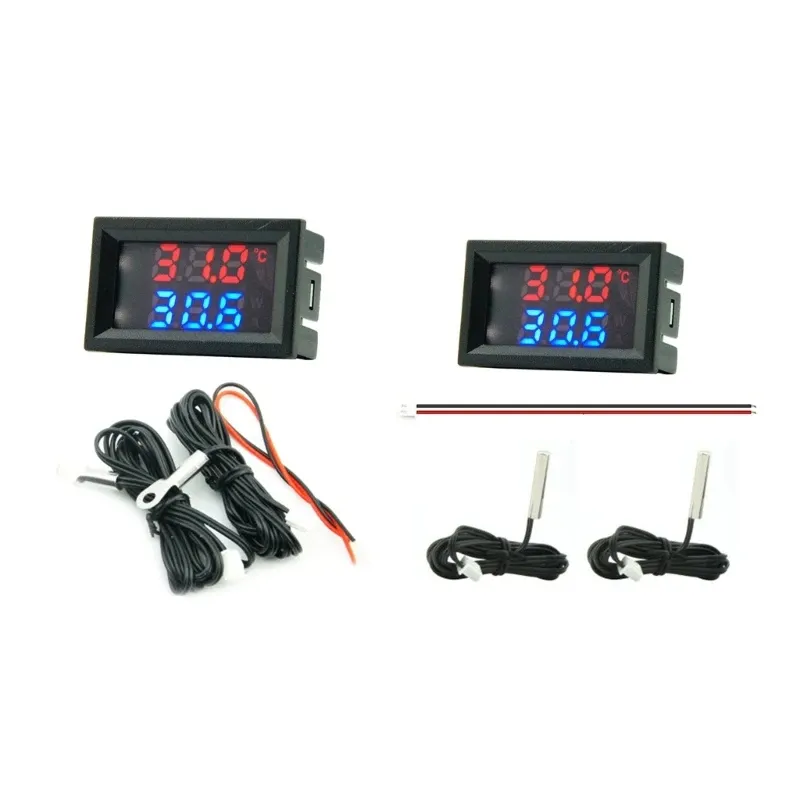 Thermomètre/voltmètre Numérique LED 12V Double Affichage - Étanche, Pour Batterie Voiture/moto