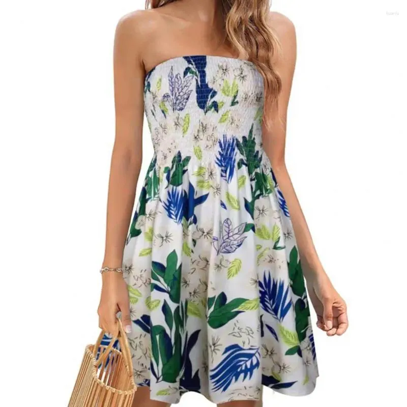 Vestidos casuais boho estilo bohemian floral impresso no ombro vestido de verão para mulheres uma linha de joelho na praia de férias