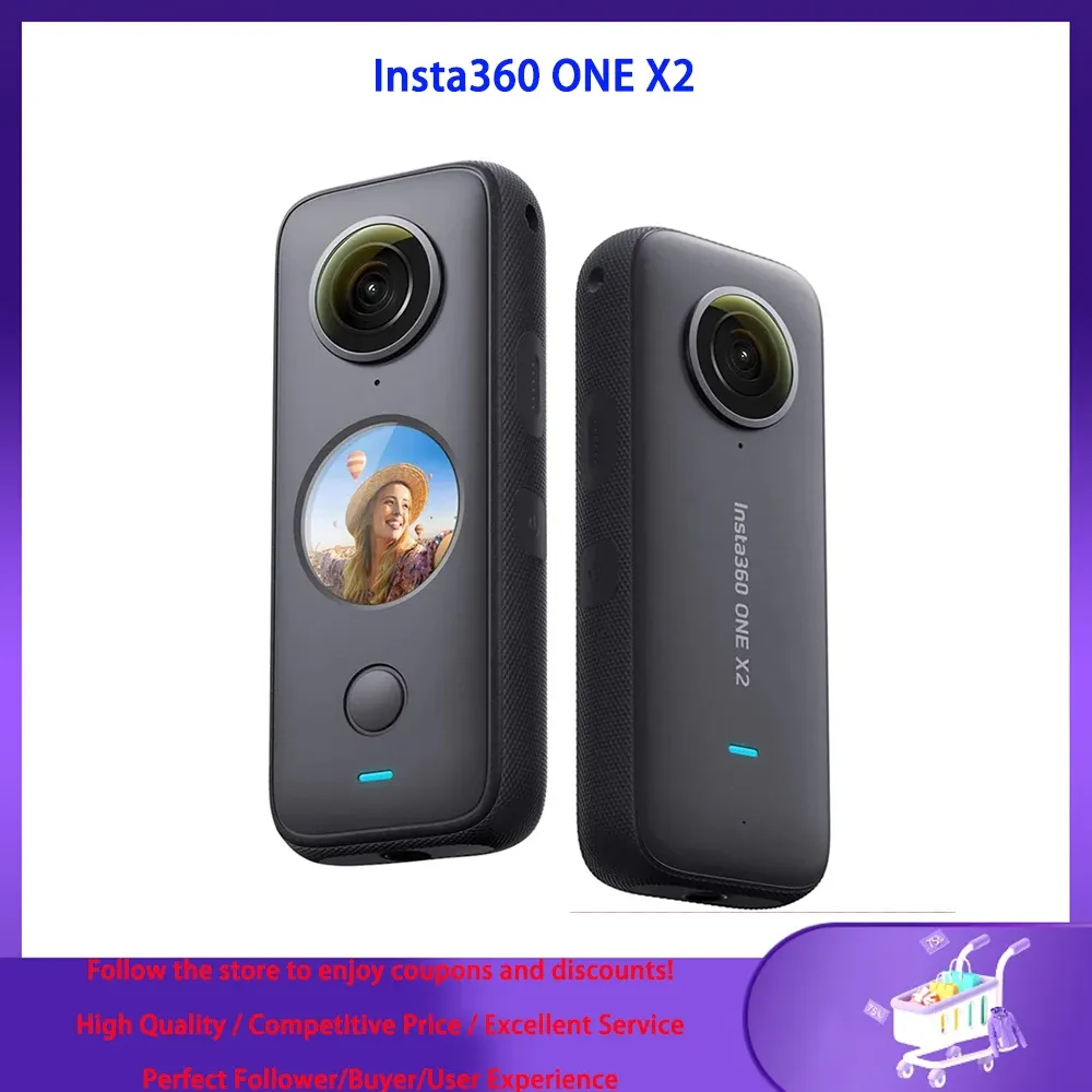 Kameror Action Camera Insta360 One X2 Waterproof 4MGO Extreme Professional Motion Camera Stable Flow State Insta360 Go2 Camera