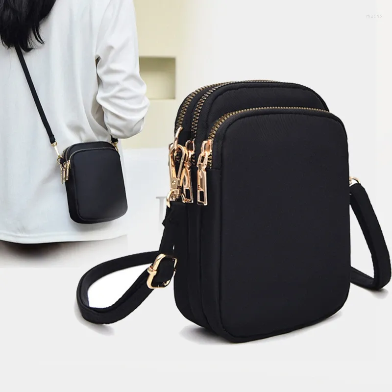 Totes Women Mini Bag Crossbody Zipper Shoulder Bags Mobile Phone Purse Vertical Multifunctional Wallet Black Walking