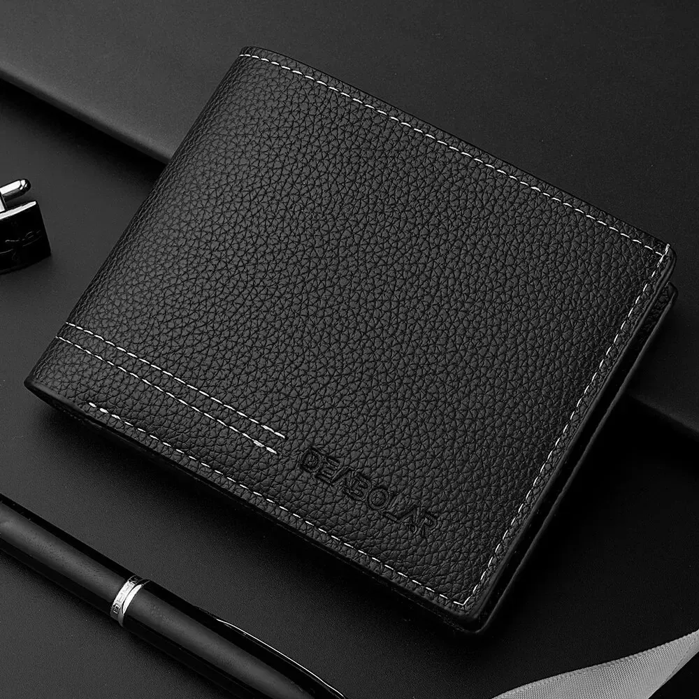 Men Nouveau portefeuille minimaliste ultra-mince en cuir PU Multi-slot Nouvet