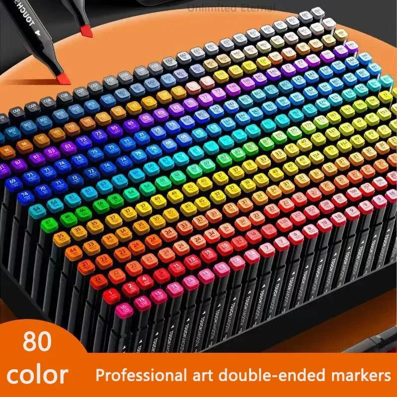 80/168Colour Marker pen Double Headed Oily Markers Set Stationery Sketch Drawing Graffiti Art Marker for Student School Supplies 240328
