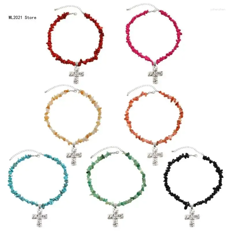 Anhänger Halsketten unregelmäßige Steinkette einzigartige kurze Halsketten -Schmuckgeschenk für Frauen