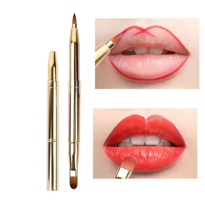 Retractable Lip Makeup Brush Lipstick Lip Gloss Brush Telescopic Dual Use Lip Eyeshadow Brush Beauty Tools With Protect Cap 240320