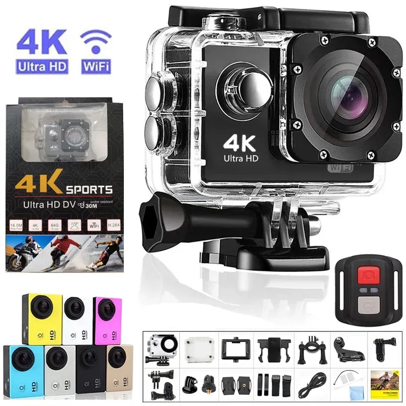 Kameras Ultra HD 4K Actionkamera 30fps WiFi 2,0 Zoll 170d 30m Unterwasser wasserdichtes Helm Videoaufnahme Cam Original Sportkameras