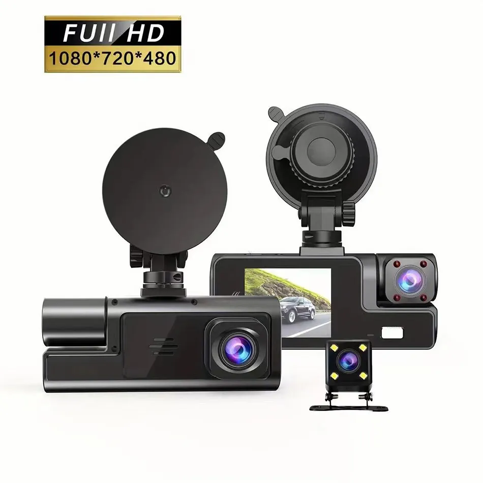 Car DVR 3 Channel 1080p Dash Cam Wi -Fi Video Recorder 2 -дюймовая камера заднего вида для автомобиля Black Box Asciess