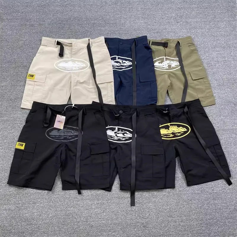 24SS Demon Island Five Dish High Street Shorts Men's Men's Disual Sport Loose Shorting Shorting String Short Pants Designer