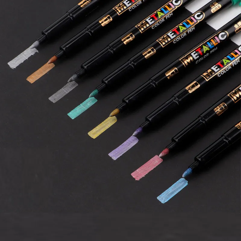 8 Pcs/Set Metalli Color Pen Art Marker Brush Pen Mark Write Stationery Student Office School Supplies Calligraphy Pen