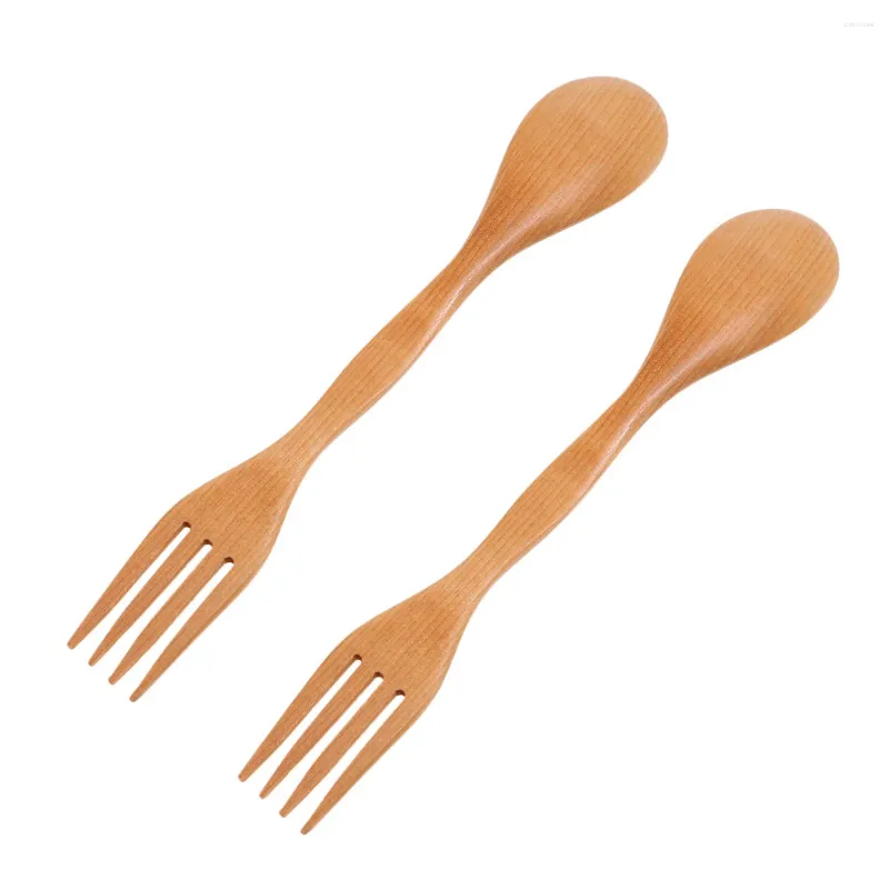 Reliminables couverts 2 PCS Japonais Ustensiles en plastique en bois en bois Spork Spoon Fork Eco-Friendly Kids Mini Child Couvertures