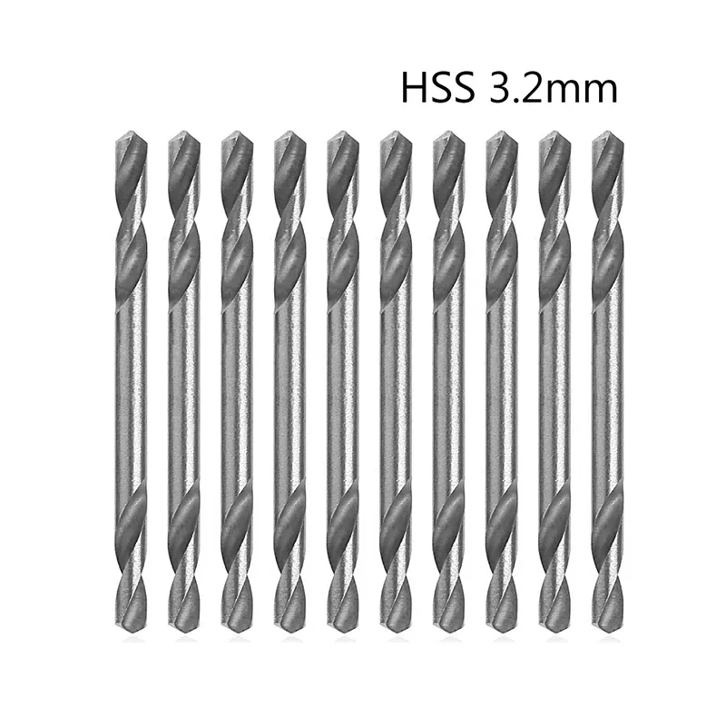 10pcs 3,2 mm HSS podwójnie zakończone spiralne narzędzia wiertarskie Zestaw wiertarki