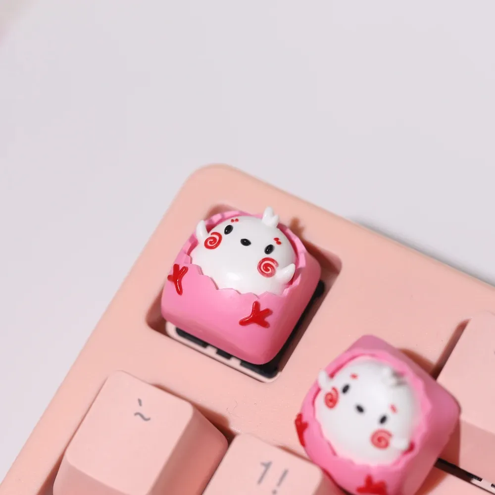 Tillbehör Handgjorda hartsnyckel för Cherry MX Switch Gamer Mechanical Keyboard KeyCaps Diy Artisan Esc Kawaii Söta rosa kycklingknappar