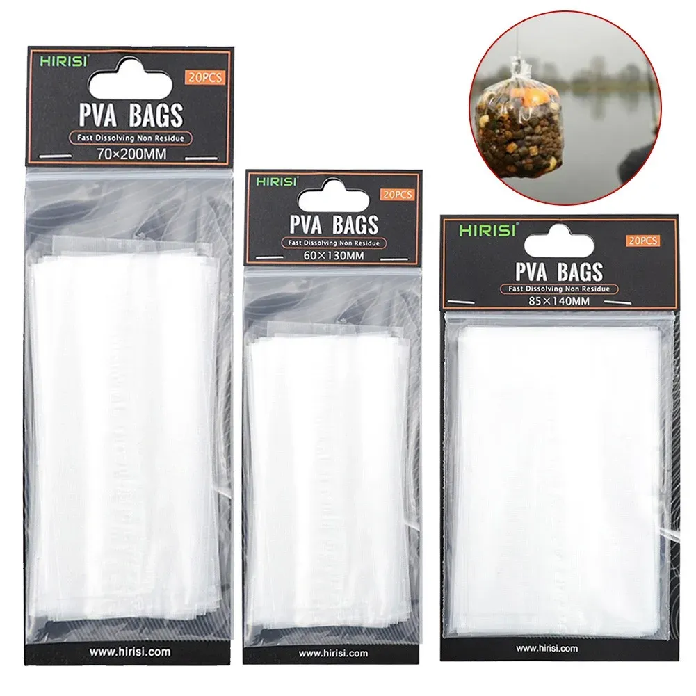 Sacs PVA 20pcs pour la pêche à la carpe dissolvant rapidement un sac soluble dans l'eau pour les accessoires de pêche