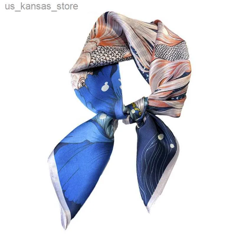 Sjaals % echte zijden sjaal natuurlijke vrouwen vierkante nek sjaals tas banden sjaal bandana foulard vrouwelijke kleine sjaals voor dames new240409