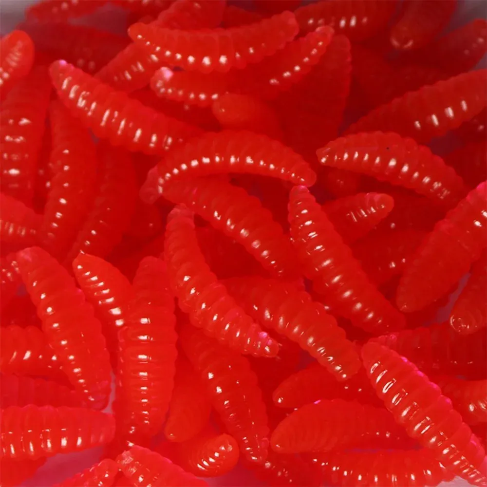 200 шт. 2 см 0,3 г лигарной рыбацкой приманки силиконовый запах черви Зимние светящиеся креветки бас -рыбацкие черви приманка искусственная приманка подозрила