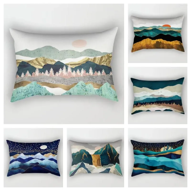 Kussen -Noordse bergen Sunrise Metal Pillowcase Sofa Cover 40 60 Taille Home Decoratie