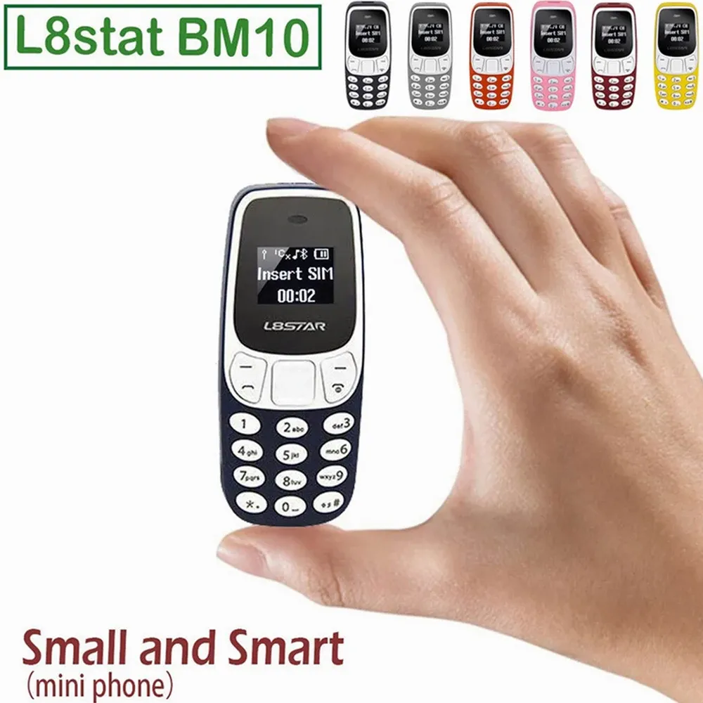 Tragbares Mobiltelefon BM10 Pocket Tiny Tastatur MP3/4 Dual SIM Bluetooth World Kleinstes Telefon entsperrtes L8star BM10 Mini -Telefon