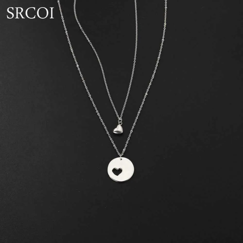 Pendant Necklaces SRCOI Special Mother and Daughter Necklace Set with Gold Heart Cut Necklace and Love Jewelry as a Christmas GiftQ