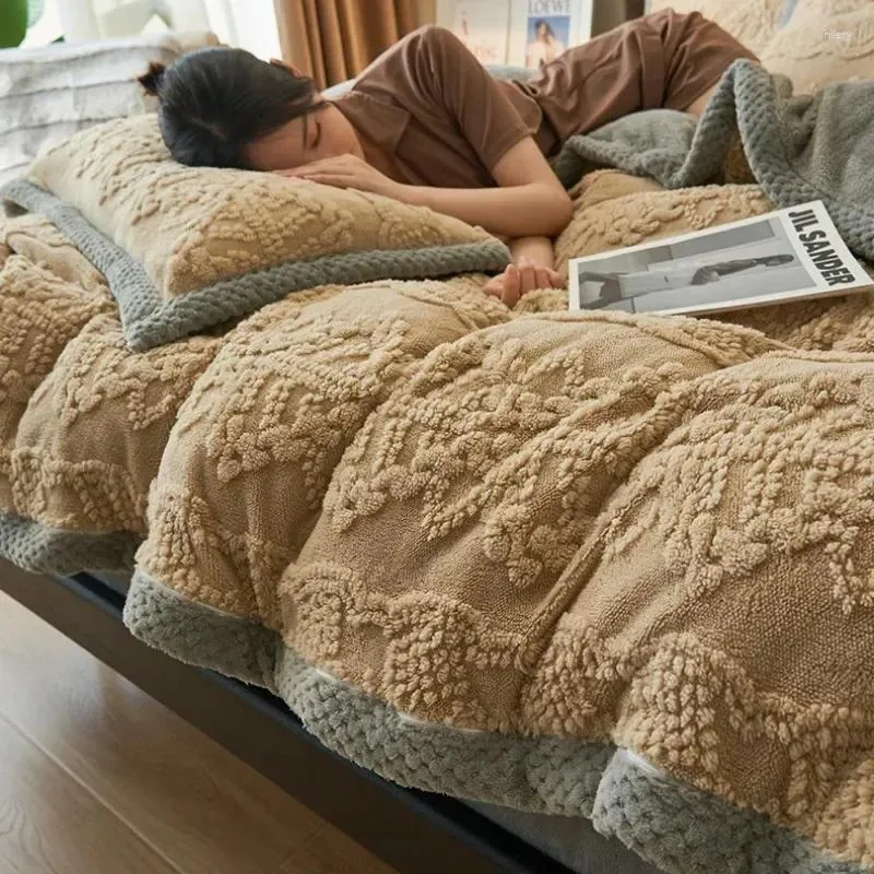 Наборы постельных принадлежностей 1 одеяло и 2 наволочки, устанавливающие зимнюю густую теплый двойной плюш-шлюш