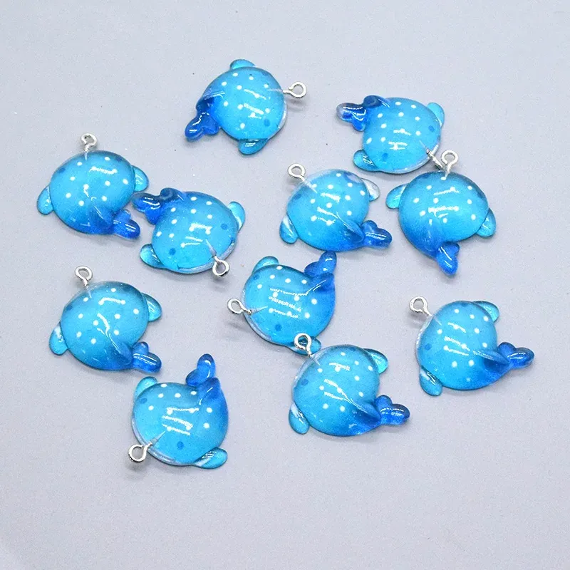 10pcs Kawaii Marine Small Shark Resin Charms Blue Spotted Shark Cute Earring Pendant Diy Jewelry Make