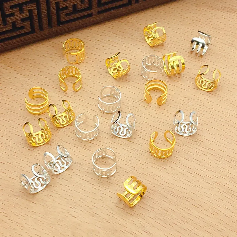 10pcs 6x9 mm piccoli piccoli anelli in argento dorato per perle aperte polsini regolati in metallo alloggia