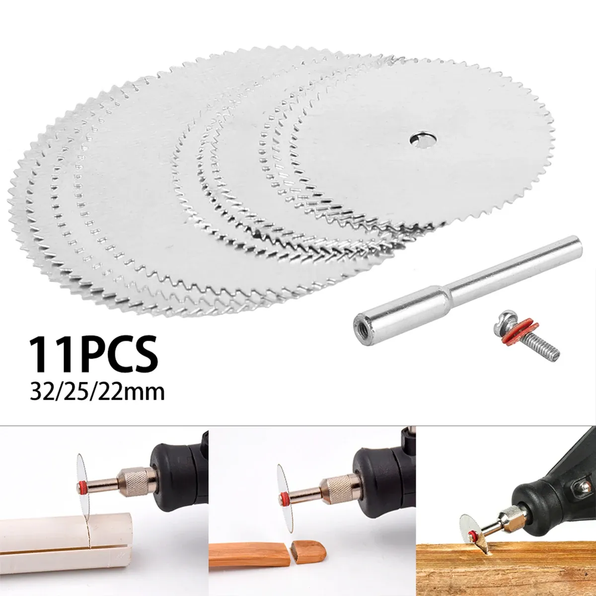 10-Piece 22mm Circular Saw Blade Set For Dremel & Mini Drill Tools – Stainless Steel, Cuts Wood 7 thumbnail image