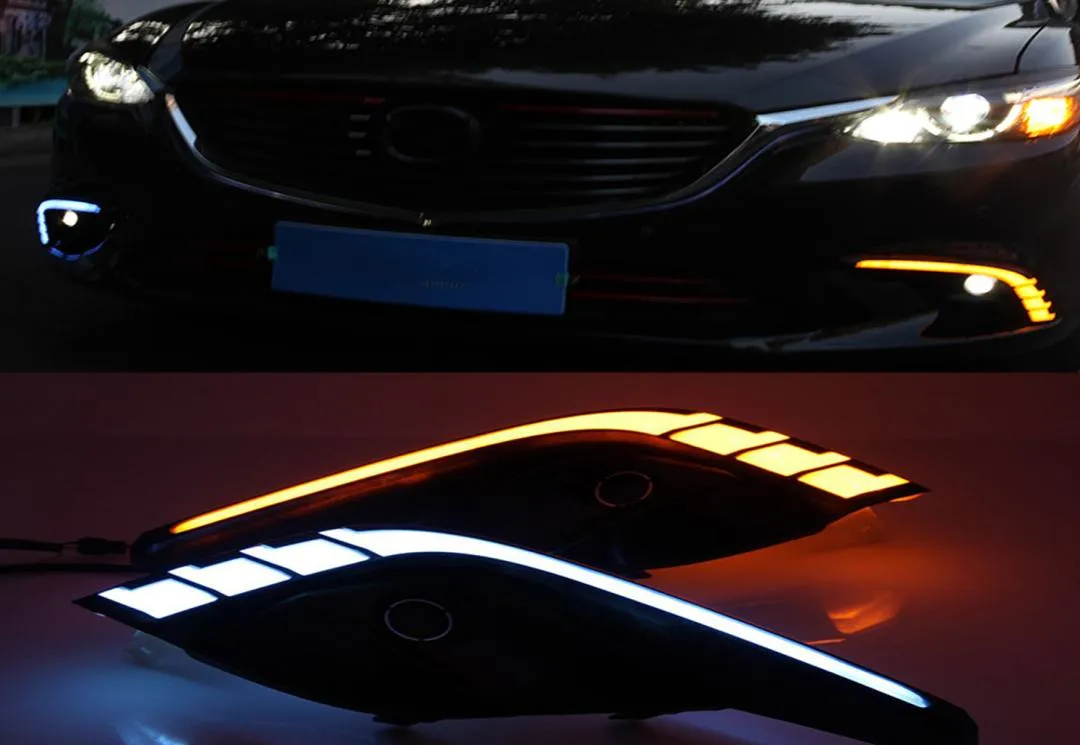 1 paire DRL pour Mazda 6 Mazda6 Atenza 2016 2017 2018 LED LUMIÈRE DAYIME LUMIÈRE DAYIDE AVEC JAUNE TORT SIGNAL1728280