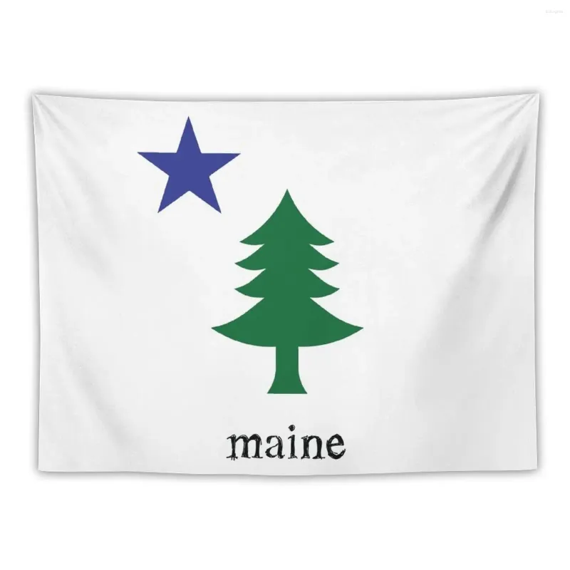 Tapisserier Original Maine Flag Tapestry mattan Väggdekoration för hem TAPESTRYS Dekorativa målningar