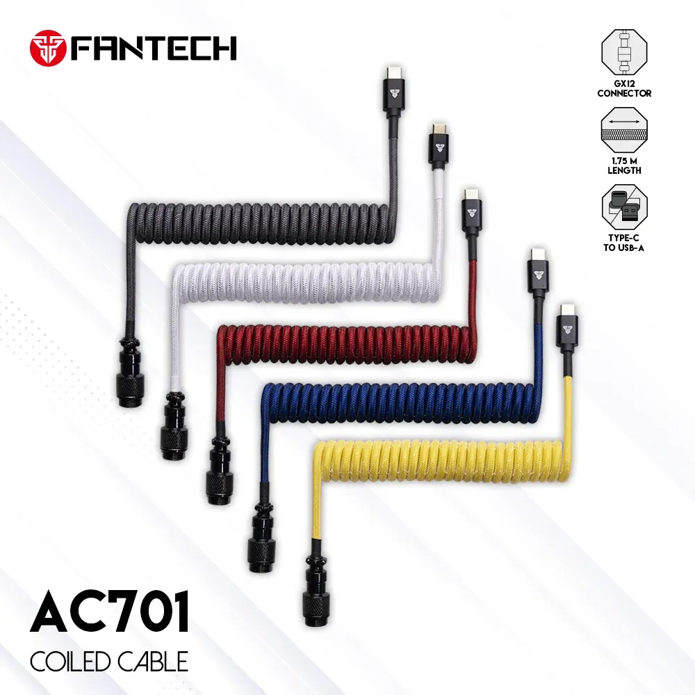 الملحقات Fantech AC701 لوحة المفاتيح الميكانيكية نوع الكبل ملفوف C USB المنفذ لوحة مفاتيح لوحة مفاتيح طيار سطح المكتب